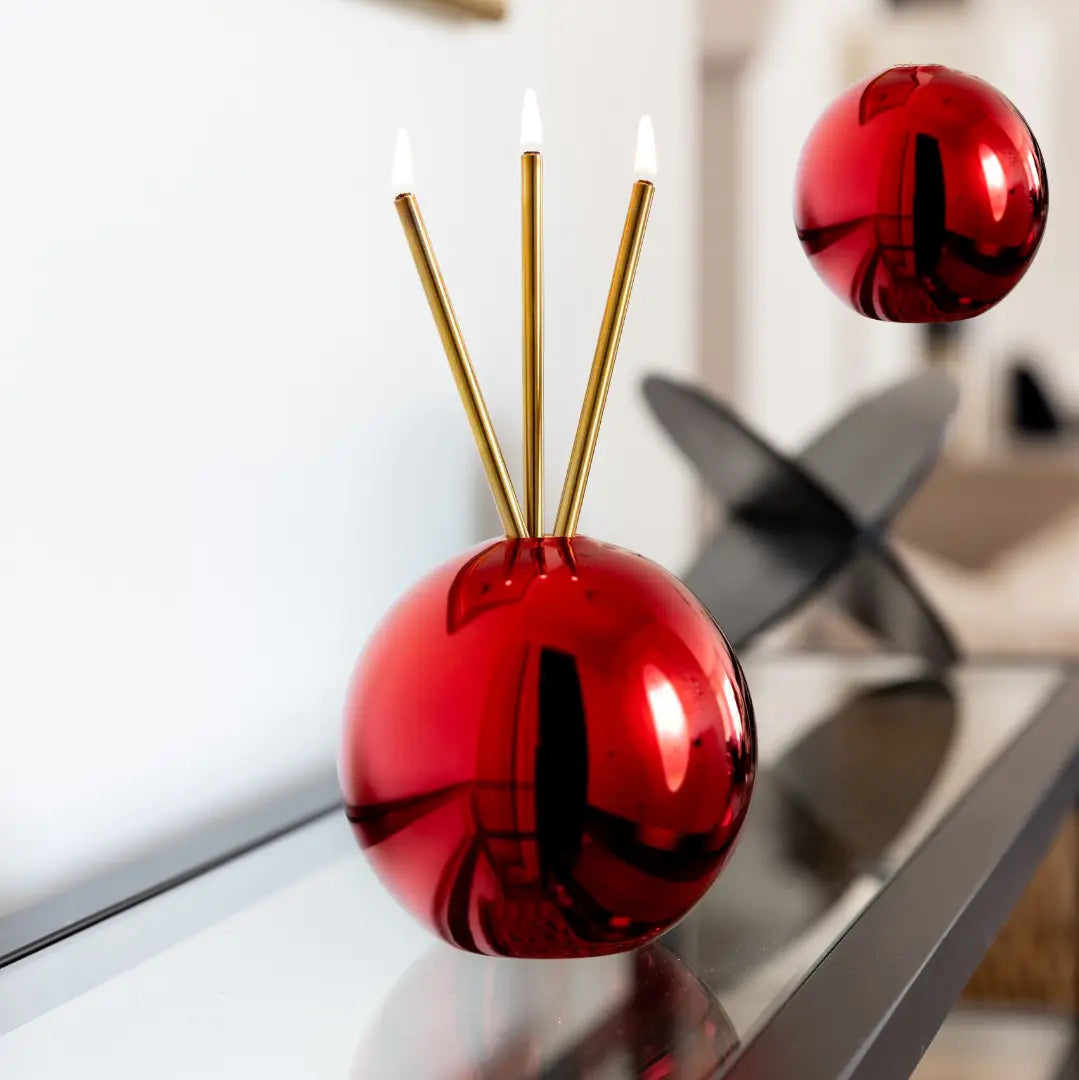 Neva Red Metallic Vase For Everlasting Candles ( Red )