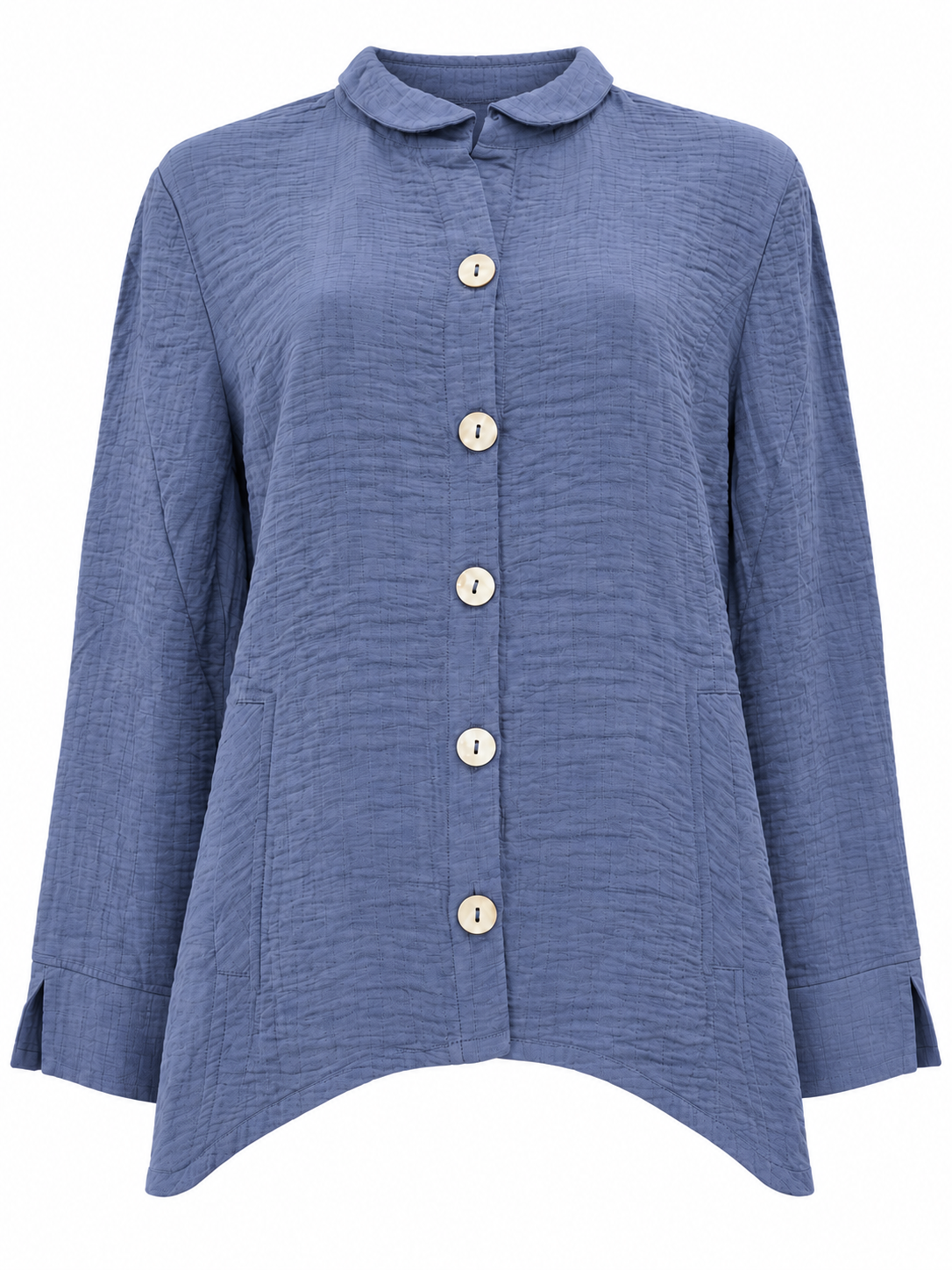 Habitat Rayon Jacquard Ruched Collar Shirt/Navy