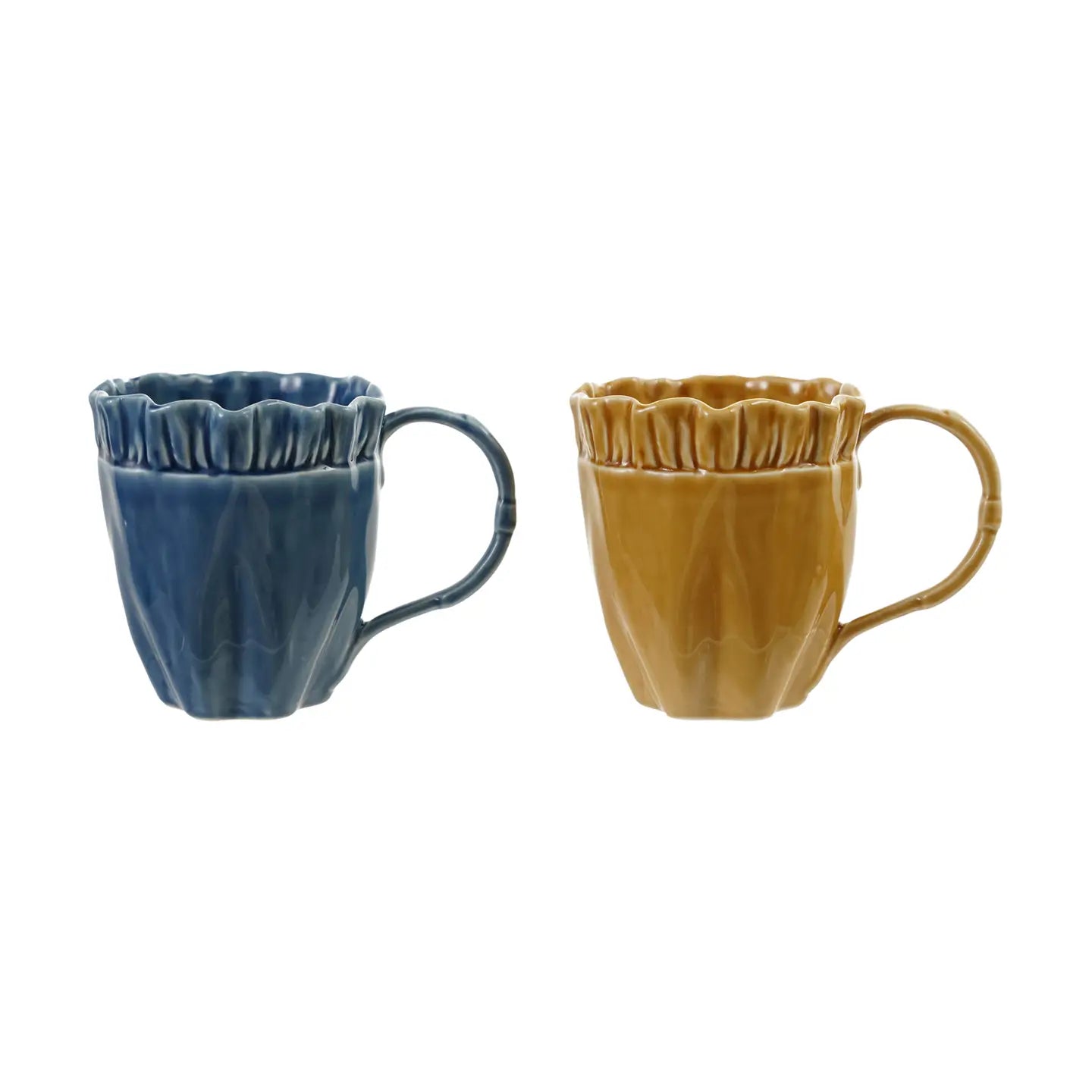 Stoneware Ruffled Mug W Colored Edge