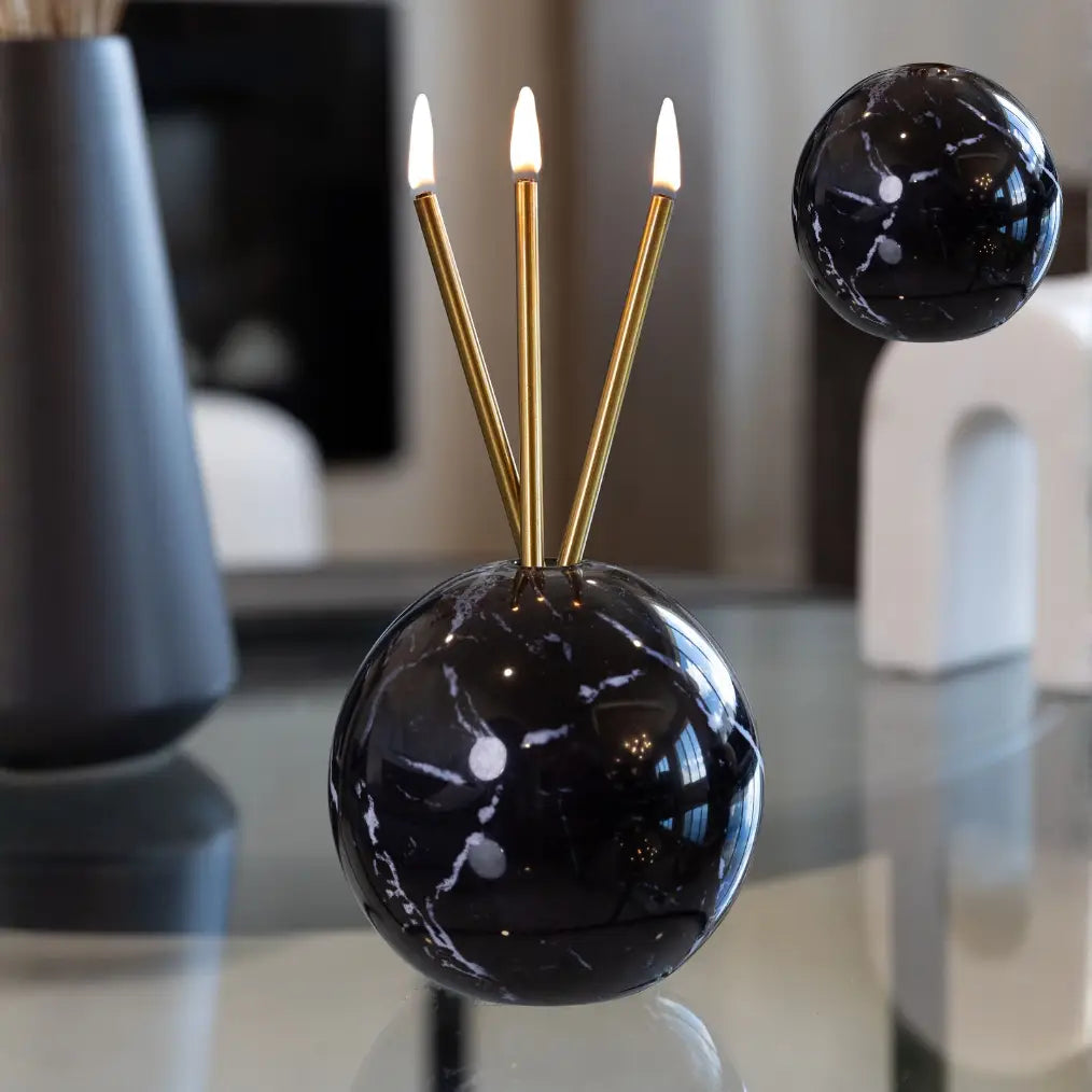 Neva Black Marble Vase For Everlasting Candles