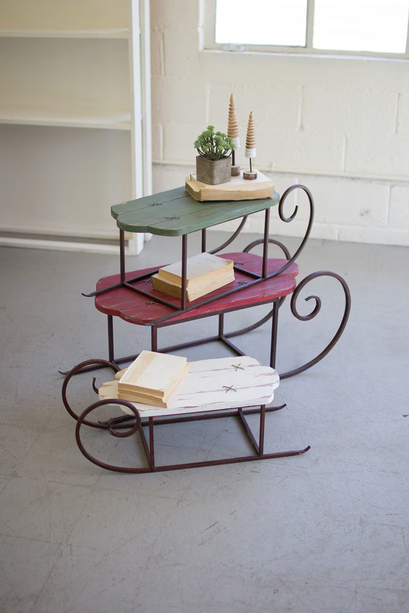 C-26 Painted Wood and Metal Sleigh