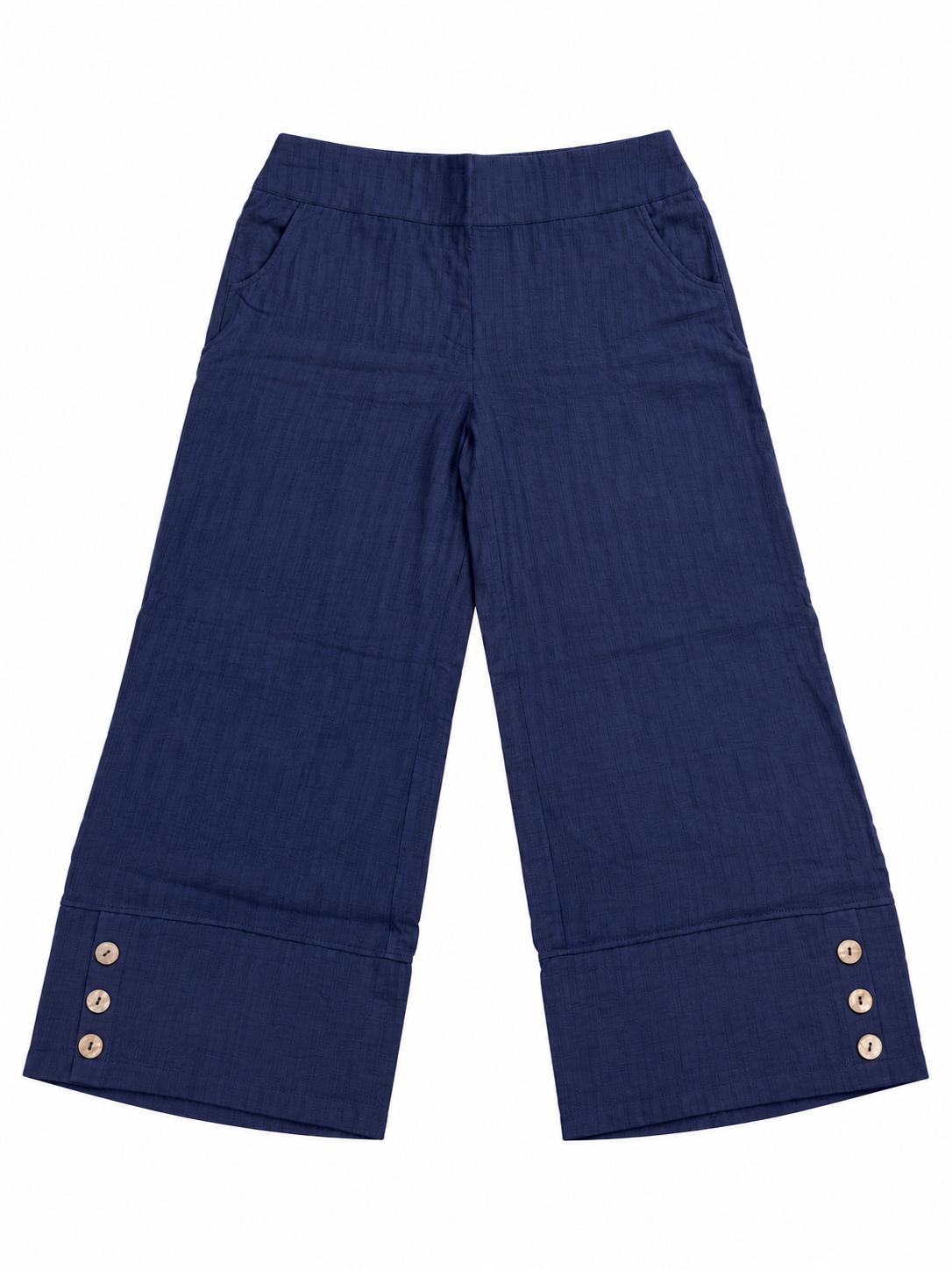 Habitat Rayon Jacquard Button Hem Pant/Navy