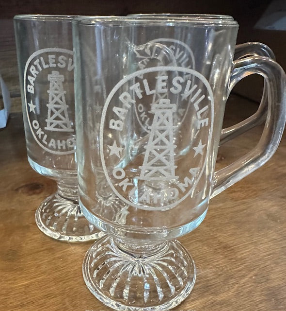 Etched Bartlesville Handled Mug