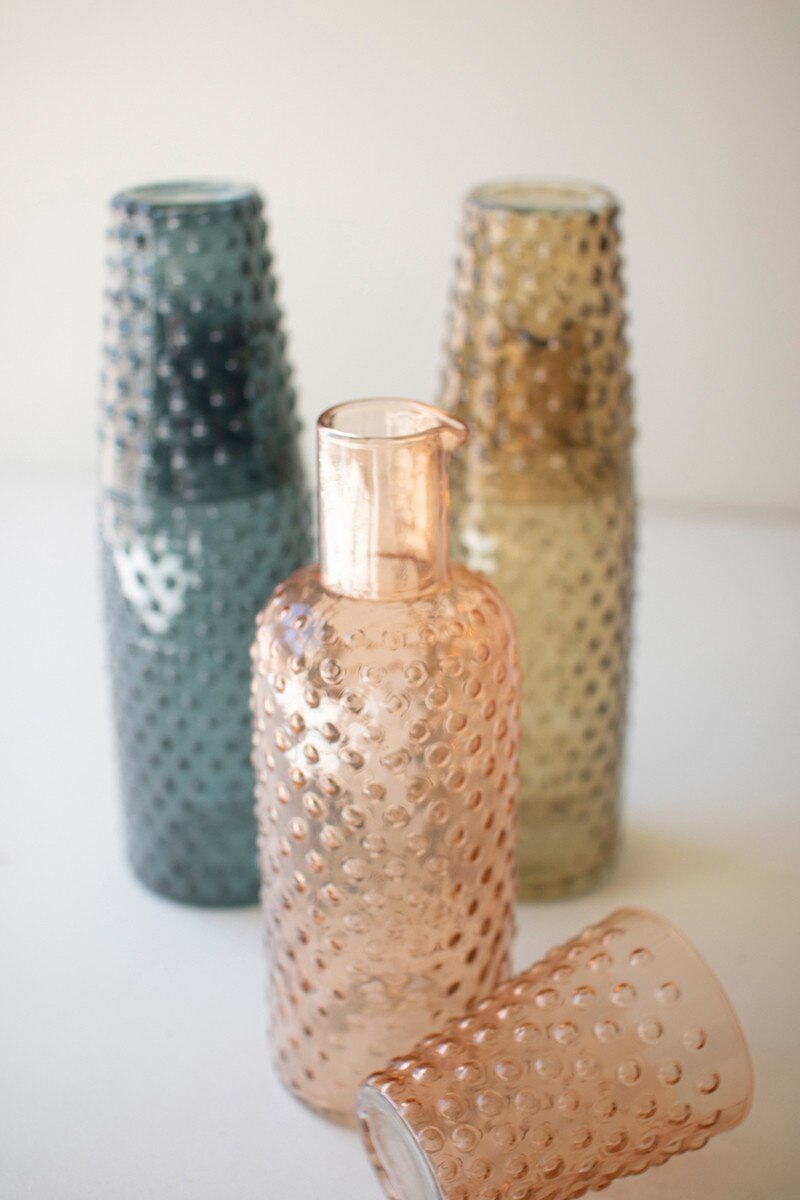 Bubble Glass Carafe with Tumbler ( Assorted )