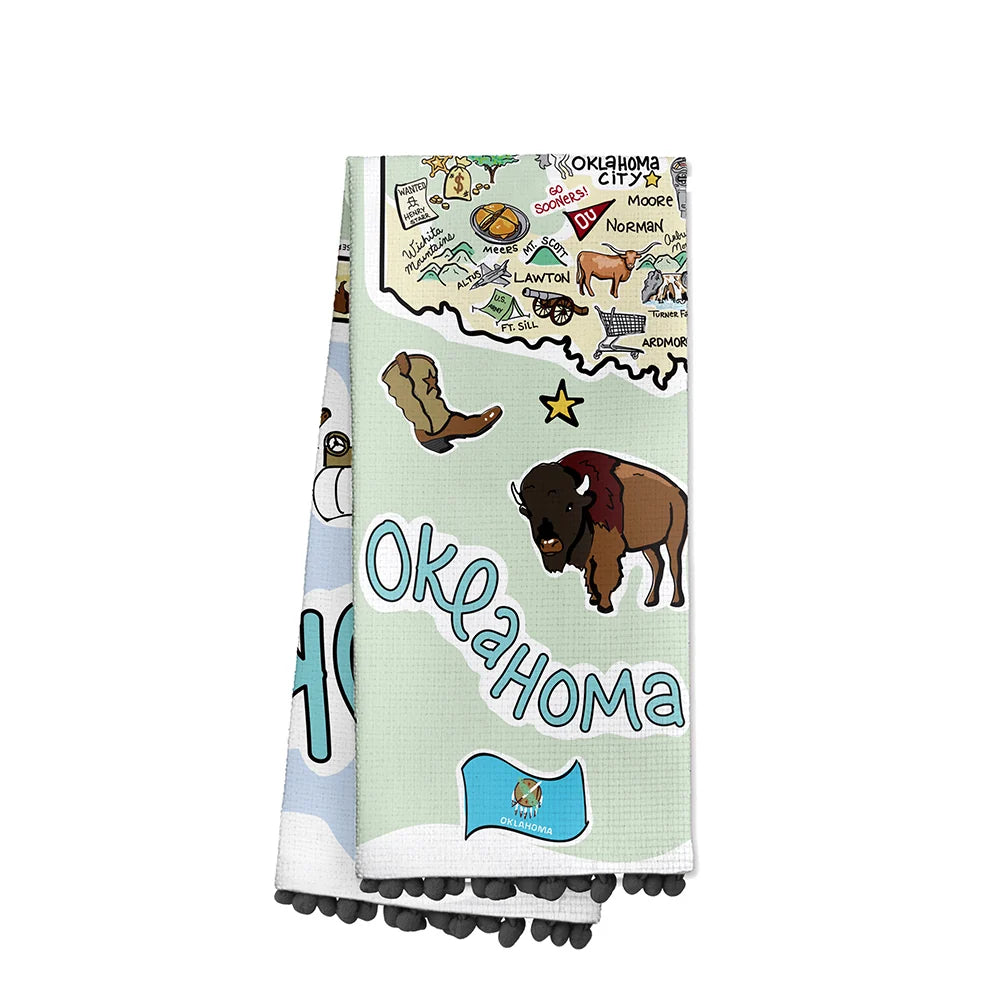 Oklahoma Tea Towel W/ Tassels