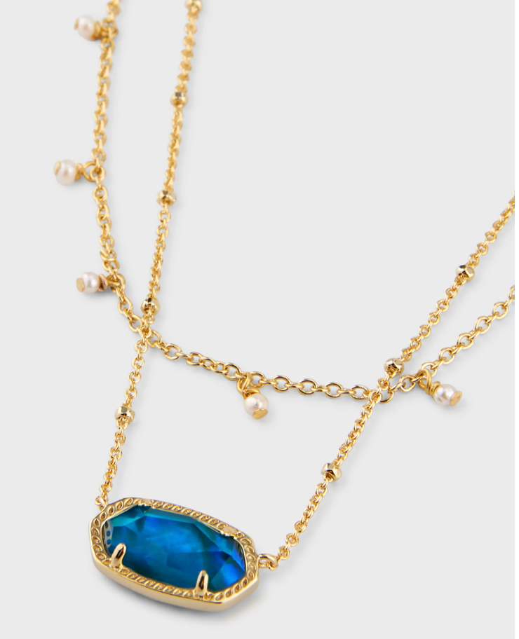 Elisa Gold Pearl Multi Strand Necklace in Teal Abalone | Kendra Scott