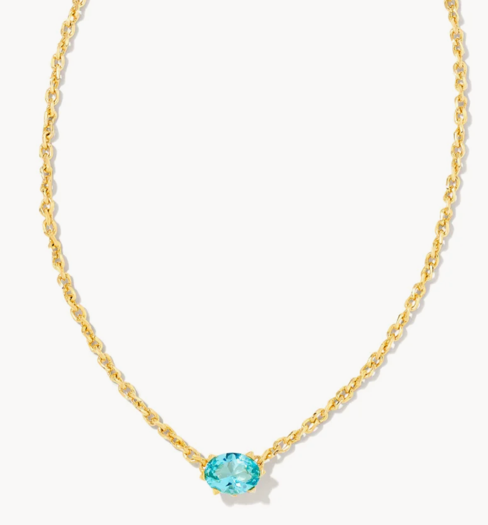 Cailin Gold Pendant Necklace in Aqua Crystal*