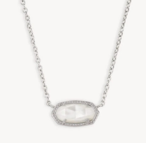 Elisa Silver Short Pendant Necklace Ivory Mother-Of-Pearl