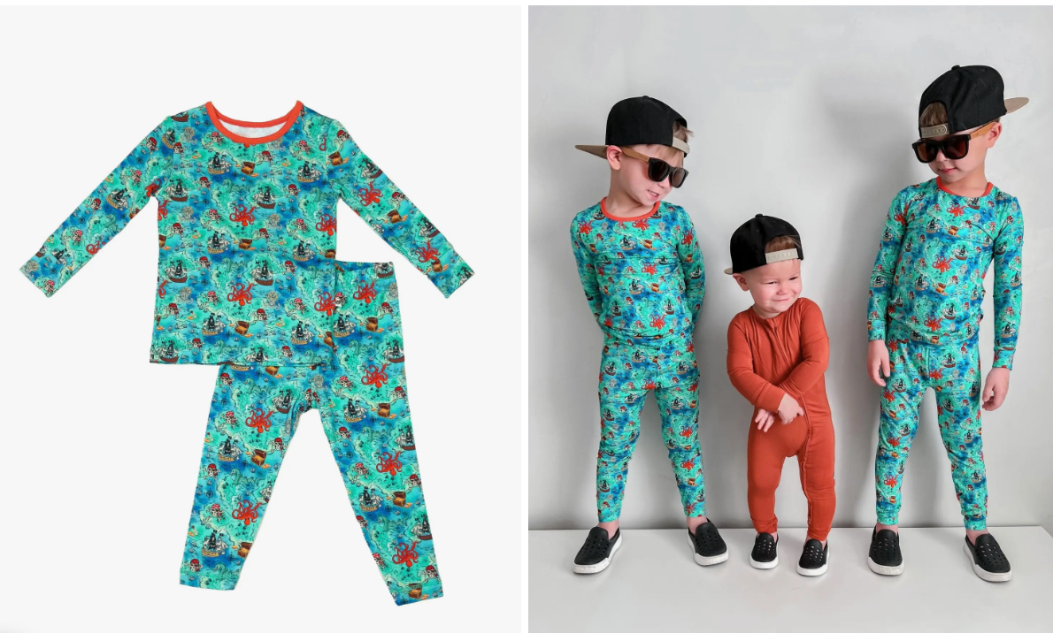 Pirate High Seas Treasure Map Long Sleeve Pajama Set