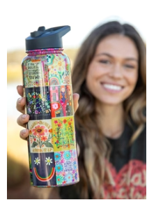 XL Stainless Steel Water Bottle - Chirp Patchwork 38oz.