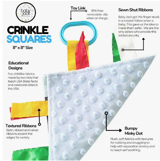 Garden Butterfly Bees Crinkle Tag Square Baby Toy 8"X 8"