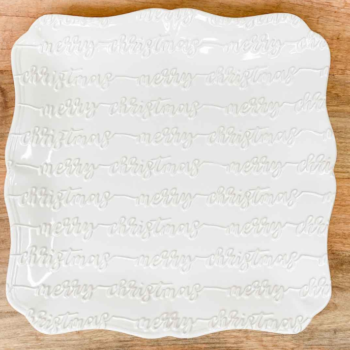 Merry Christmas Embossed Square Platter C-23