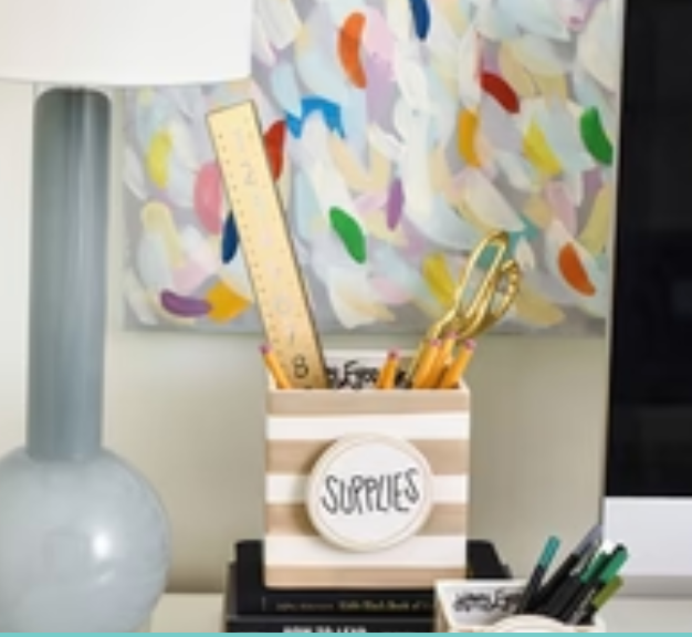 Happy Everthing Neutral Stripe Nesting Cube ( MEDIUM )