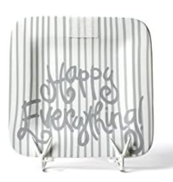 Happy Everything Stone Stripe Square Platter