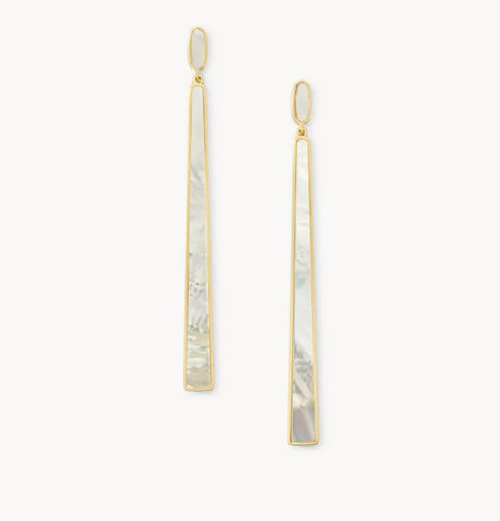 Brooklyn Gold Shell Drop Earrings in Ivory Mother-of-Pearl