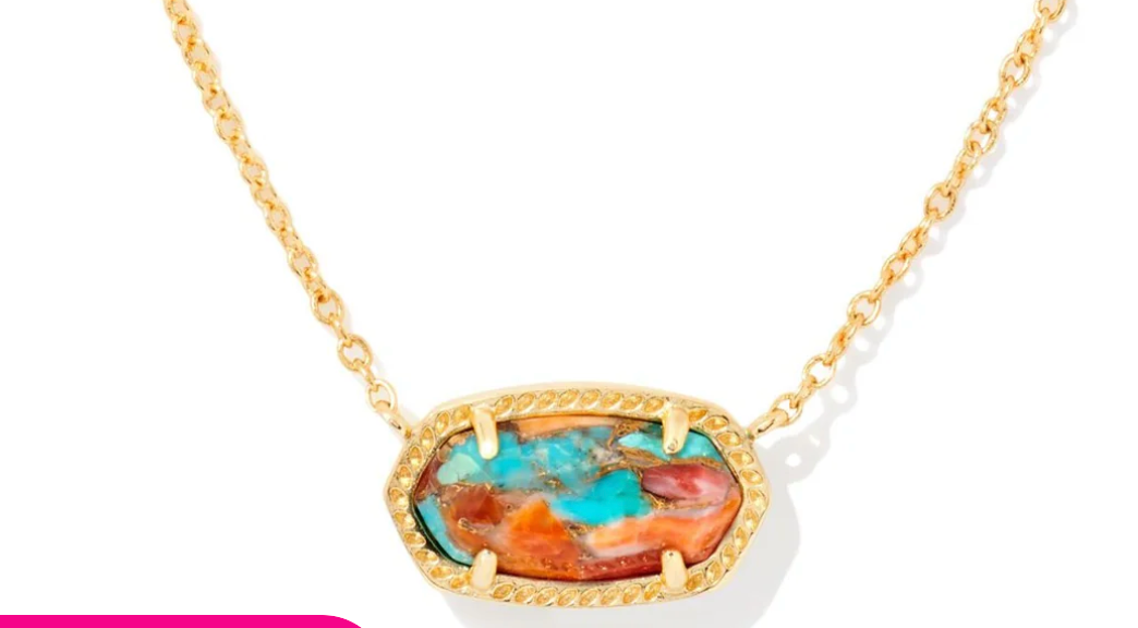 Elisa Gold Necklace in Bronze Veined* Turquoise / Red Oyster