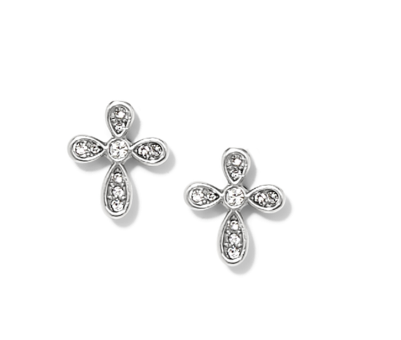 JA0074 Enchanting Cross Silver Stud Earrings*