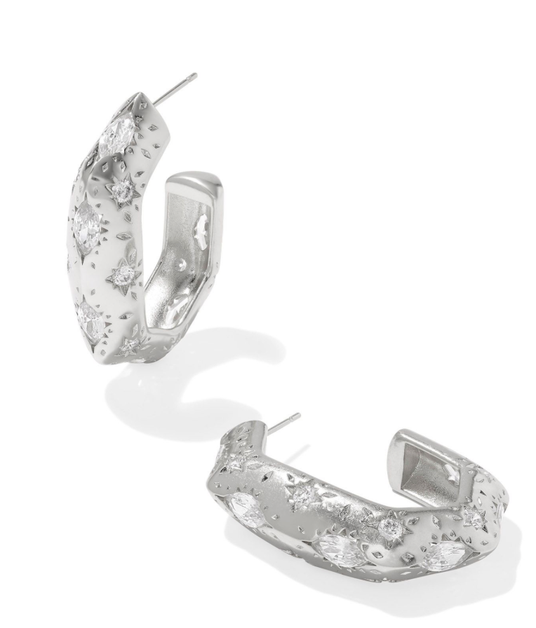 Holland Hoop Silver White Crystal*