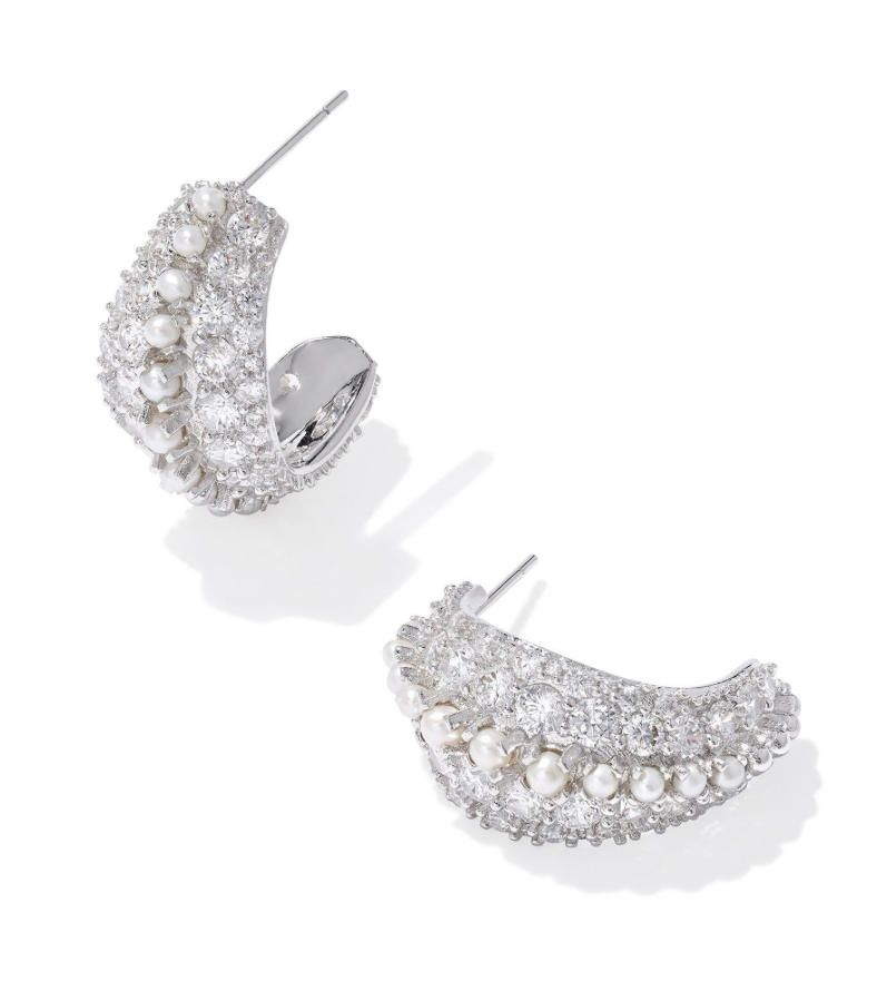 Krista Hoop Earrings Silver White Mix*