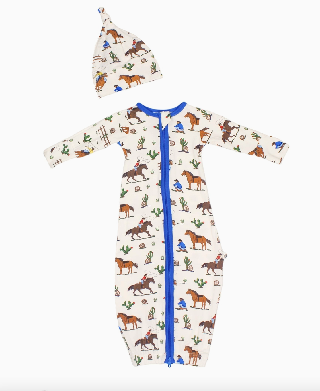 Chasing Stars Cowboys Newborn Gown & Knot Hat Set