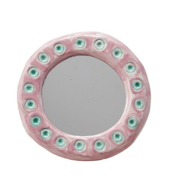 Stoneware Mirror with Polka Dots