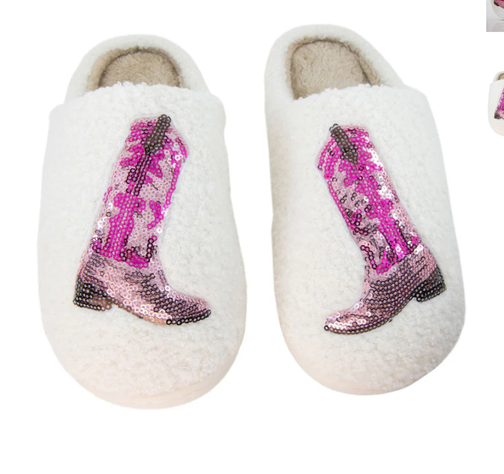 Pink Sequin Kicking Boots Slippers