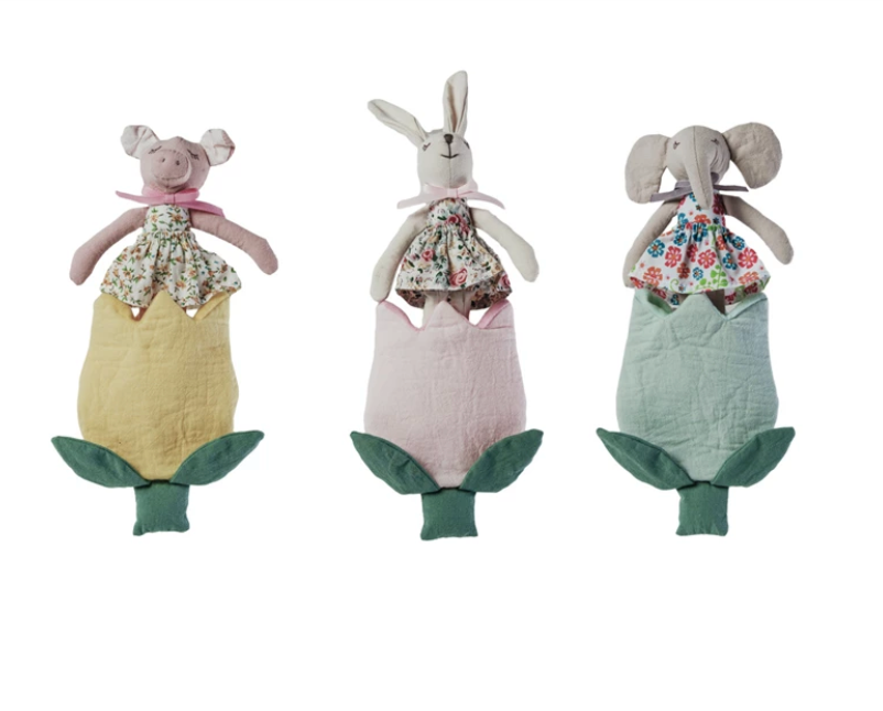 Plush Animal w/ Flower Shaped Pocket