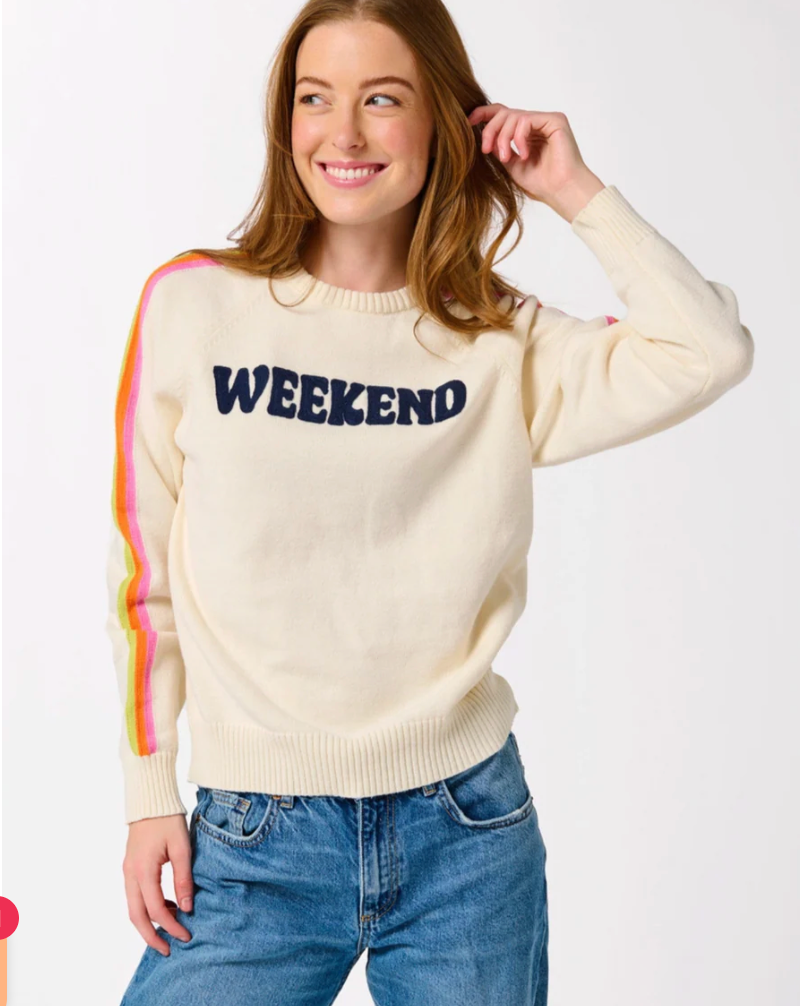 Weekend Sweater In Ivory – Moxie On Second - Main Image