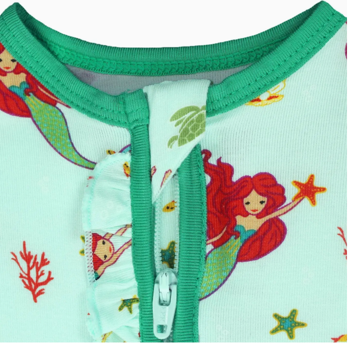 Brilliant-Sea Mermaids Ruffle Newborn Gown & Knot Hat Set