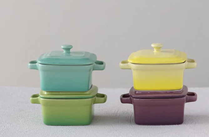 Stoneware Mini Square Baker w Lid