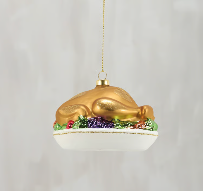Holiday Turkey Glass Ornament