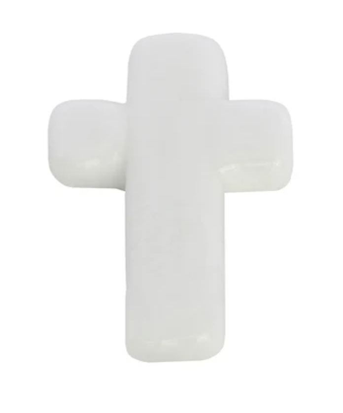 Tiny Glass Cross - White