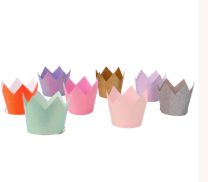 Mini Glitter Party Crowns Set of 8
