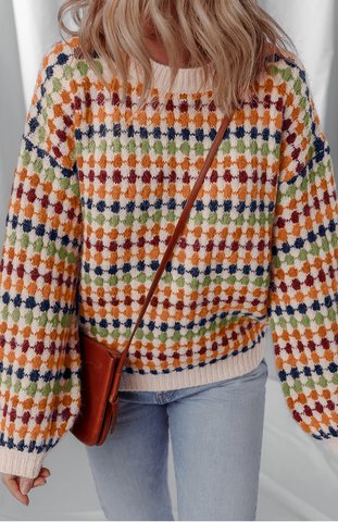 Round Neck Polka Dot Shift Sweater