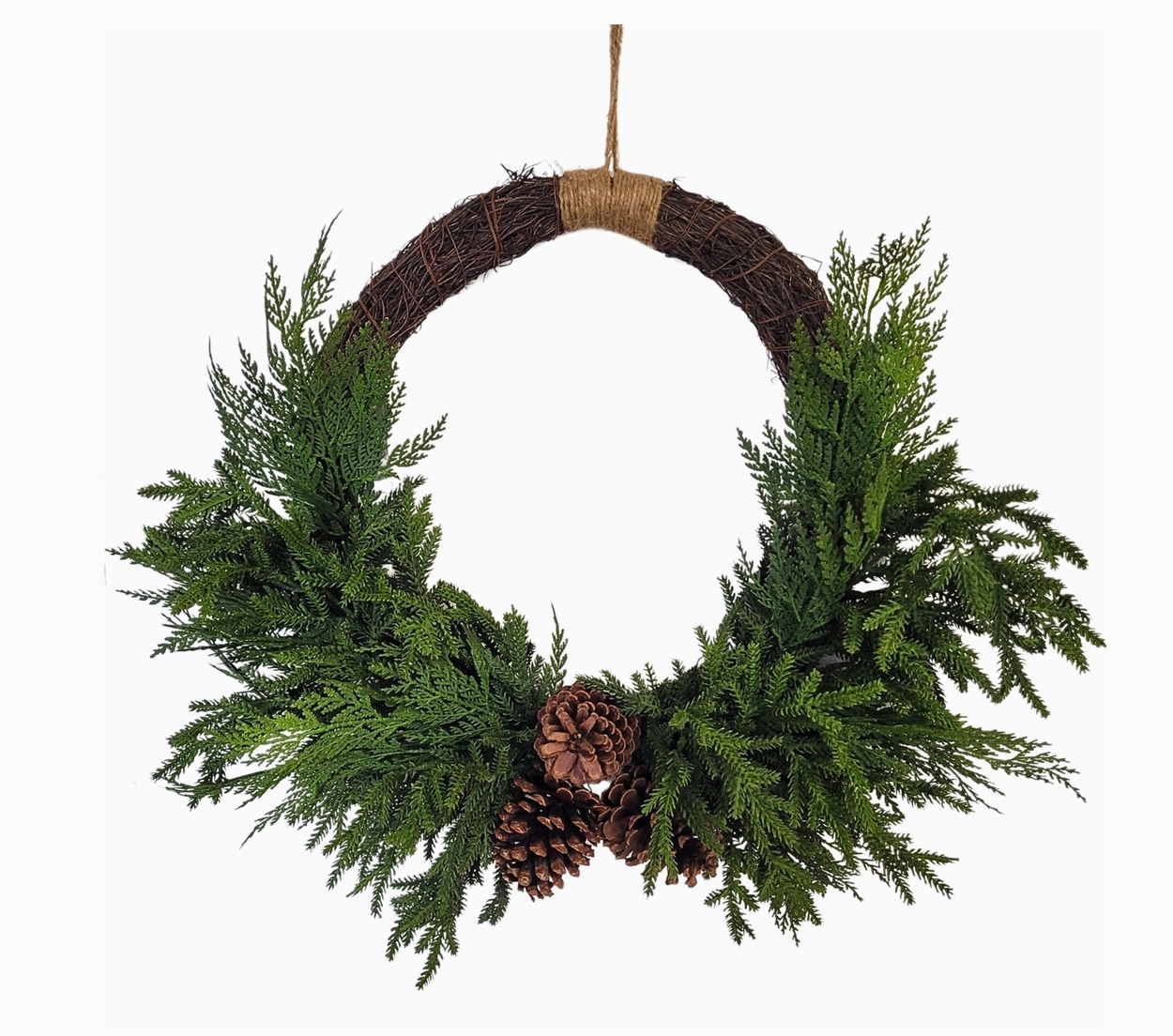 Real Touch Mini Spruce/Cedar Branch Half Vine Wreath 24"