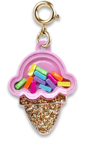 Gold Ice Cream Cone Shaker Charm