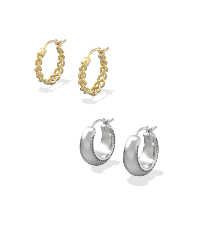 Gabriella Set Huggie Earrings Mixed