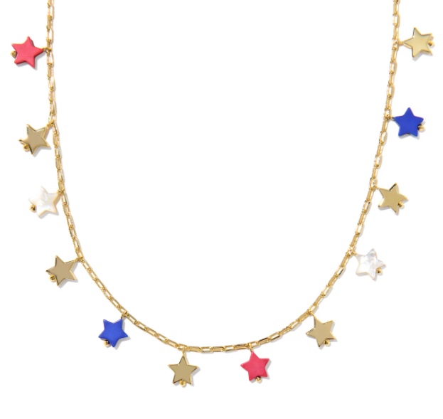 Camila Strand Necklace Gold red White Blue Mix