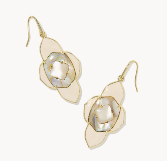 Abbie Medallion Drop Earrings Gold Neutral Mix