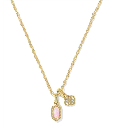 Mini Elisa Dira Necklace Gold Light Pink Lab Opal