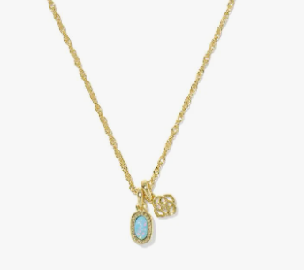Mini Elisa Dira Necklace Gold Blue Lab Grown Opal
