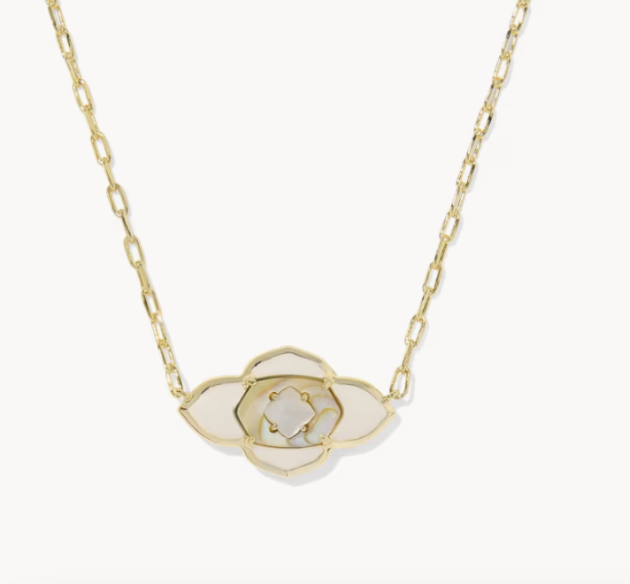 Abbie Medallion Pendant Necklace Gold Neutral Mix