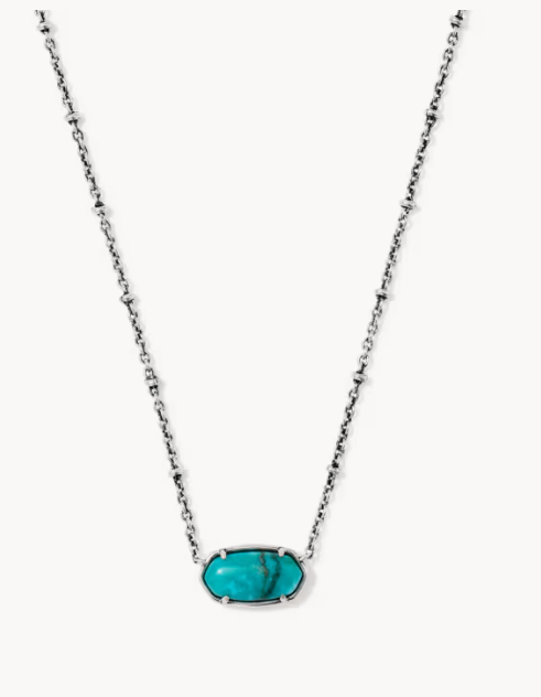 Tiger Striped Elisa Vintage Silver Short Pendant Necklace Blue Marble