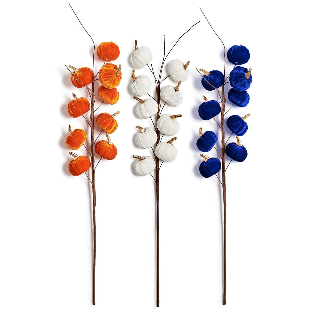 F-26 Velvet Pumpkin Branch Stems ( Assorted )