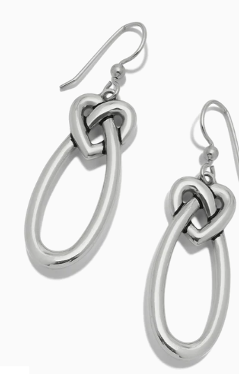 JA0363 Interlok Linked Hearts Silver French Wire Earrings