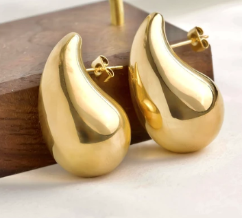 Lightweight Chunky Teardrop Earrings - Stainless Steel