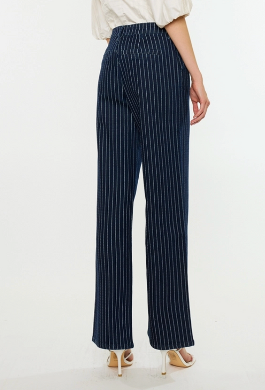 High Rise Stripe Wide Kancan Jeans