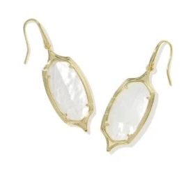 Dani Stepped Frame Drop Earrings Gold Ivory Mother of Pearl