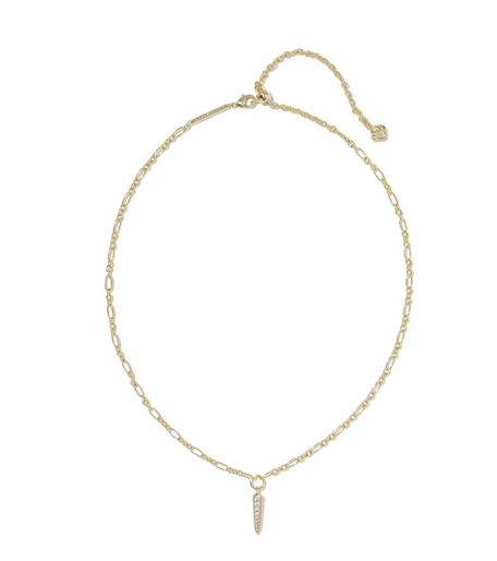 Fate Short Pendant Necklace Gold Metal White CZ