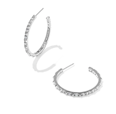 Fate Hoop Earrings Rhodium White CZ